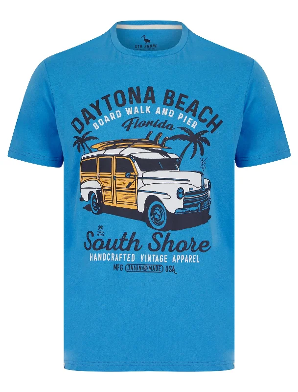 Belfast Motif Cotton Jersey T-Shirt in Azure Blue - South Shore