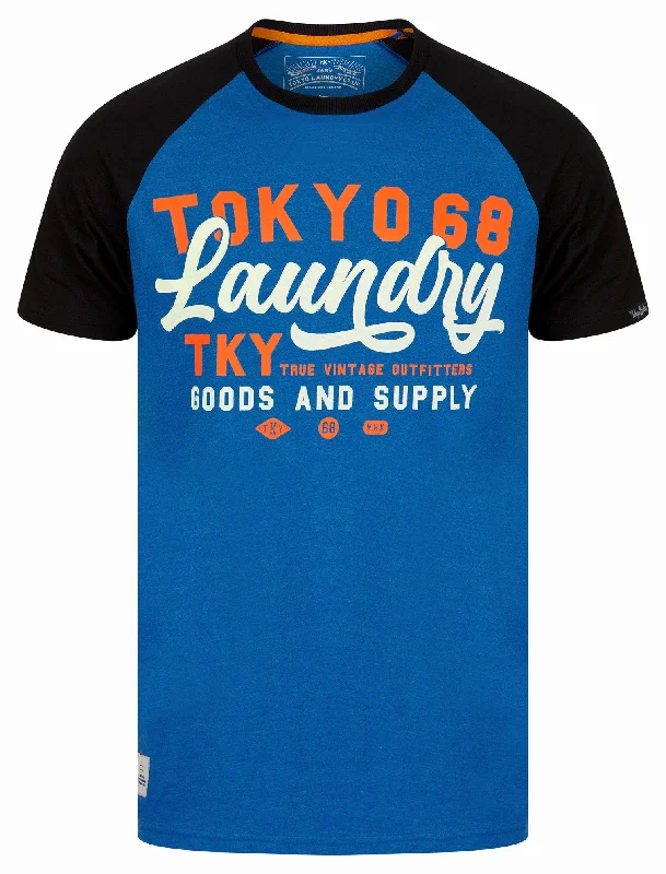 Catalyst Baseball Style Raglan Sleeve Crew Neck T-Shirt in Mid Blue Marl - Tokyo Laundry Catalyst Baseball Style Raglan Sleeve Crew Neck T-Shirt in Mid Blue Marl - Tokyo Laundry