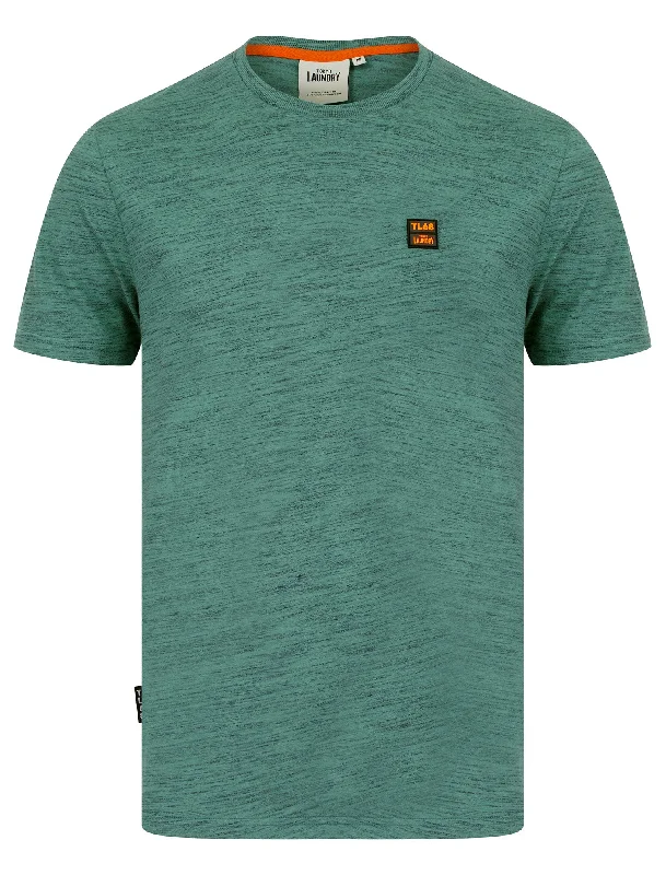 Fort Cotton Rich Crew Neck Space Dye T-Shirt in Green - Tokyo Laundry