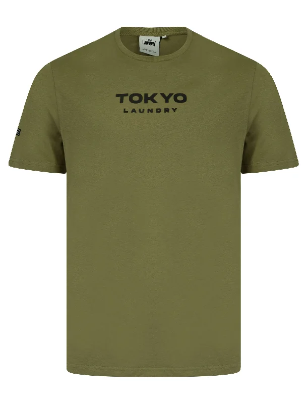 Figure Cotton Jersey Crew Neck T-Shirt In Deep Lichen Green - Tokyo Laundry