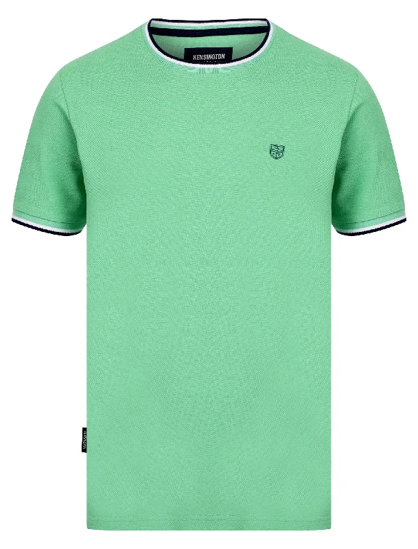 Westmoor Cotton Jersey Crew Neck Ringer T-Shirt in Dusty Jade Green - Kensington Eastside Westmoor Cotton Jersey Crew Neck Ringer T-Shirt in Dusty Jade Green - Kensington Eastside