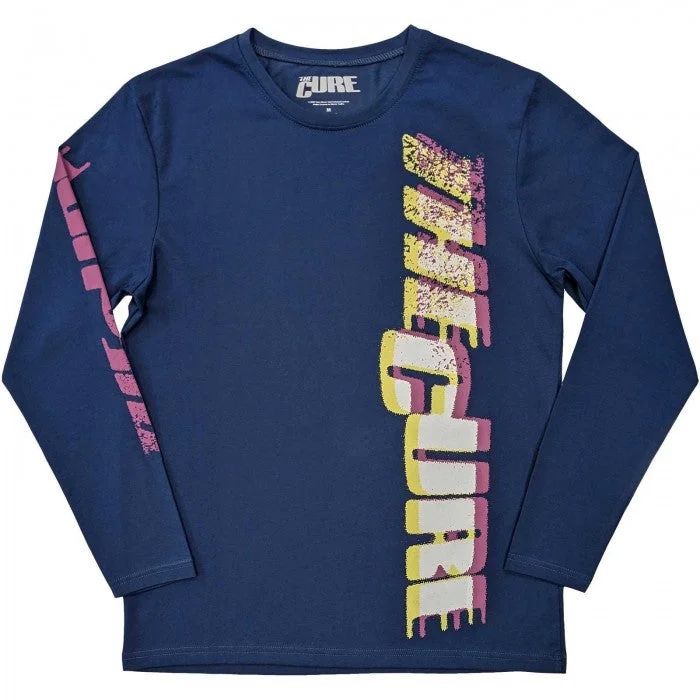 The Cure Unisex Adult Glitch Cotton Logo Long-Sleeved T-Shirt