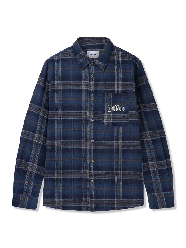 Swirl Plaid Long Sleeve Buttondown Shirt
