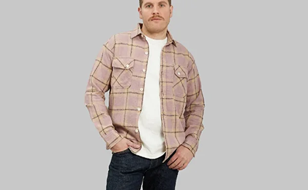3sixteen Crosscut Flannel Mauve Slub Check