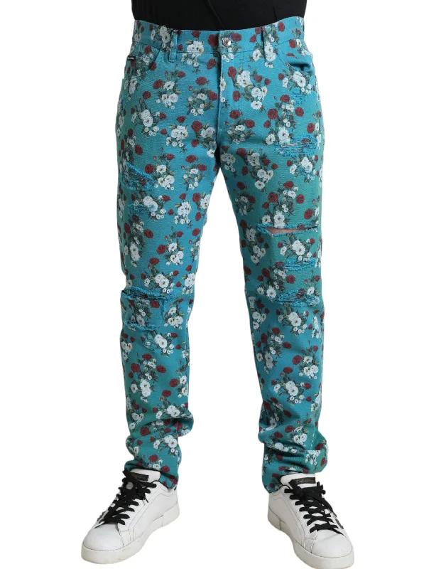 Dolce & Gabbana Chic Floral Skinny  Men's Jeans