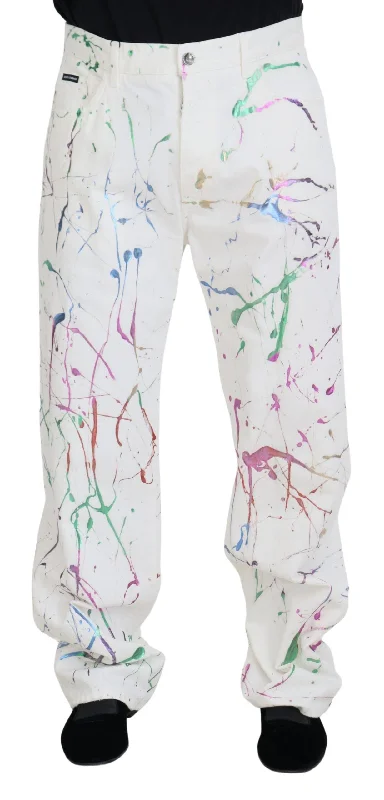 Dolce & Gabbana Chic  Splash Print blue Men's Pants