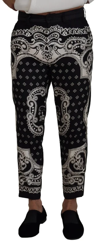 Dolce & Gabbana Elegant Bandana Print Silk-Cotton Men's Pants