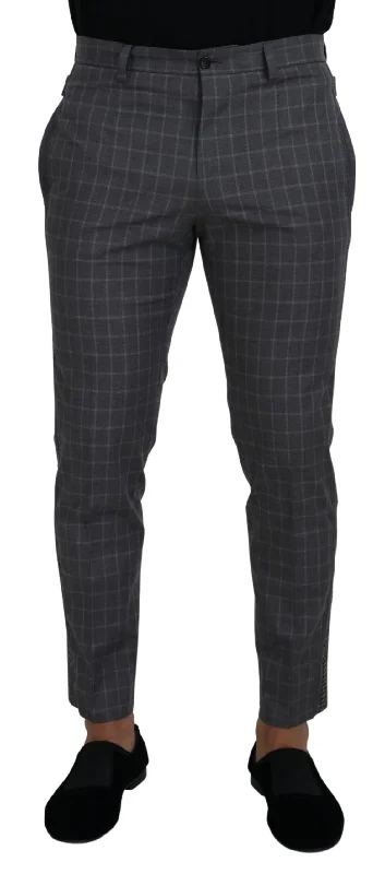 Dolce & Gabbana Elegant Checke Cotton Pants for Men's Men