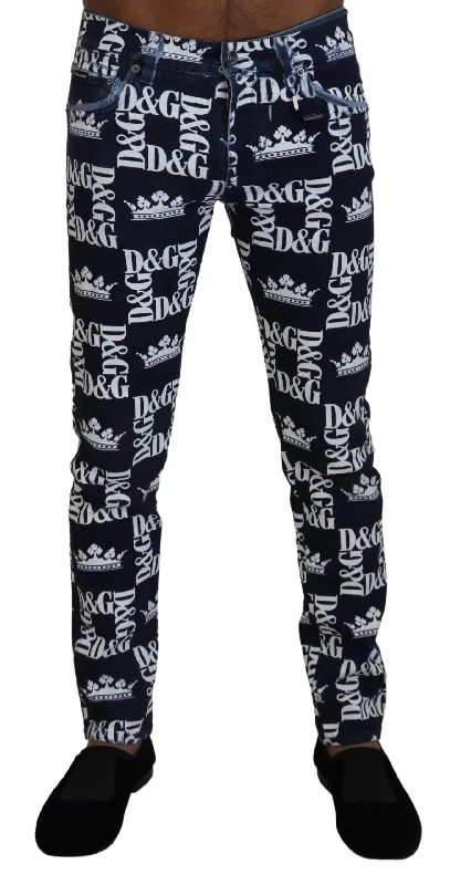 Dolce & Gabbana Elegant Crown Print  Men's Pants