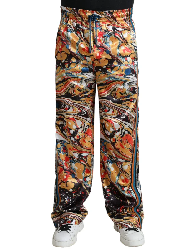 Dolce & Gabbana Elegant Satin Track Pants in  Men's Marble
