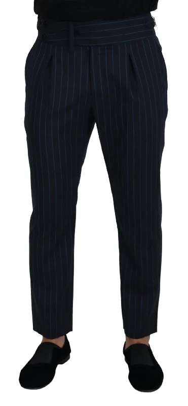 Dolce & Gabbana Elegant Stripe Virgin Wool Men's Trousers