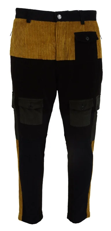 Dolce & Gabbana Elegant  Tape Trousers with yellow Men's Accent