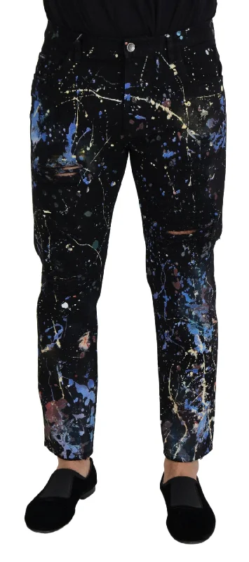 Dolce & Gabbana Exquisite Color Splash Print blue Men's Pants