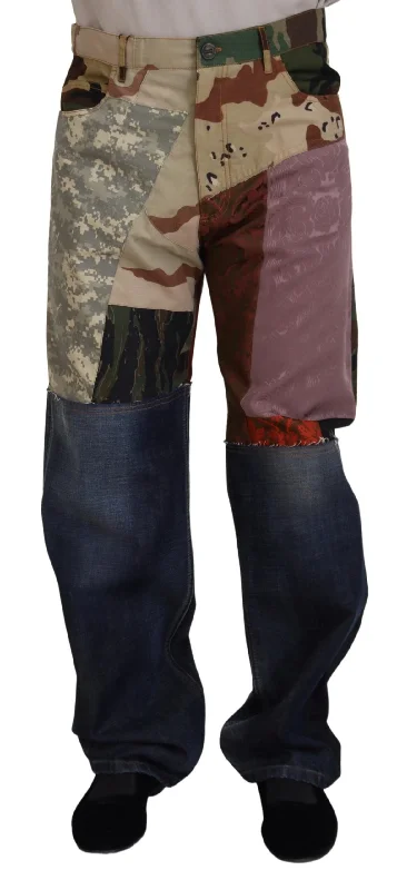 Dolce & Gabbana Patchwork blue Rich Silk Blend Men's Jeans
