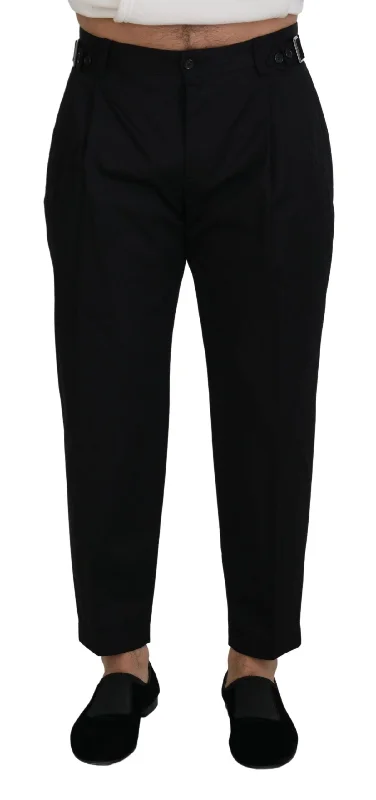 Dolce & Gabbana Sleek  Italian Designer Pants with Side Men's Buckle